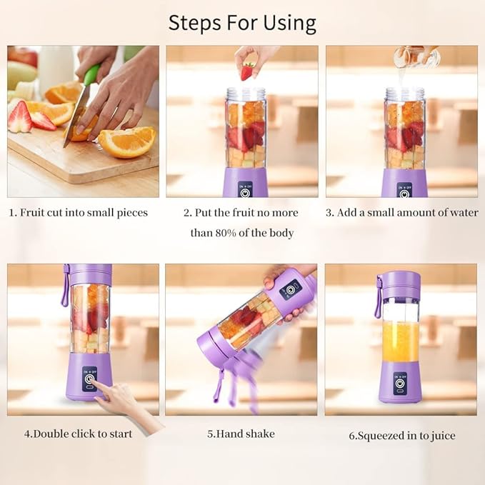 BlendPro™ – Portable Electric 6-Blade USB Juice Maker (380ML | 2000mAh)