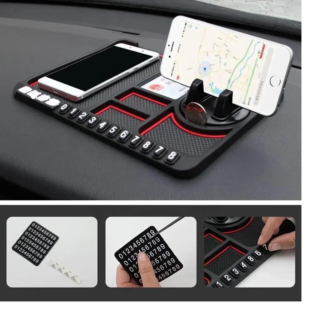 HSR Multifunction Car Dashboard Phone Holder & Anti-Slip Silicone Pad | English Letters