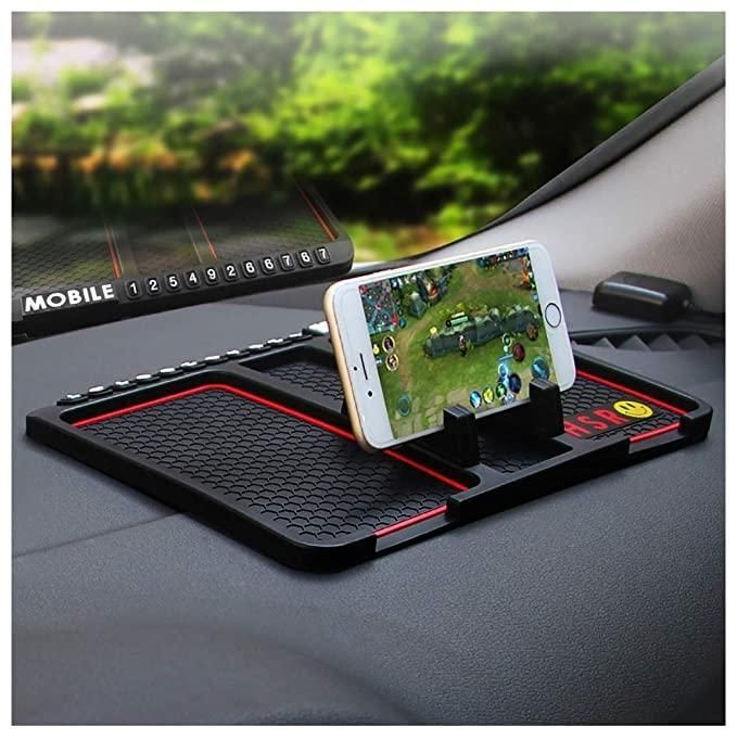 HSR Multifunction Car Dashboard Phone Holder & Anti-Slip Silicone Pad | English Letters