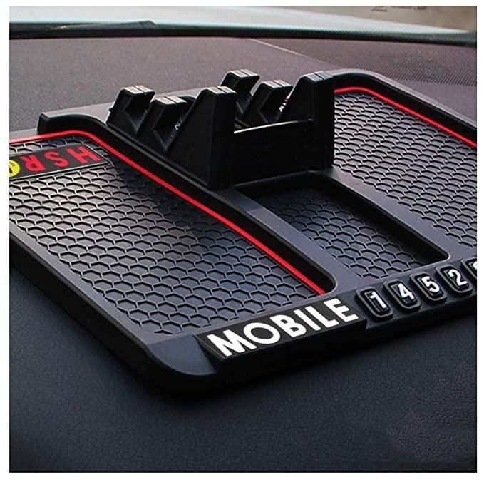 HSR Multifunction Car Dashboard Phone Holder & Anti-Slip Silicone Pad | English Letters