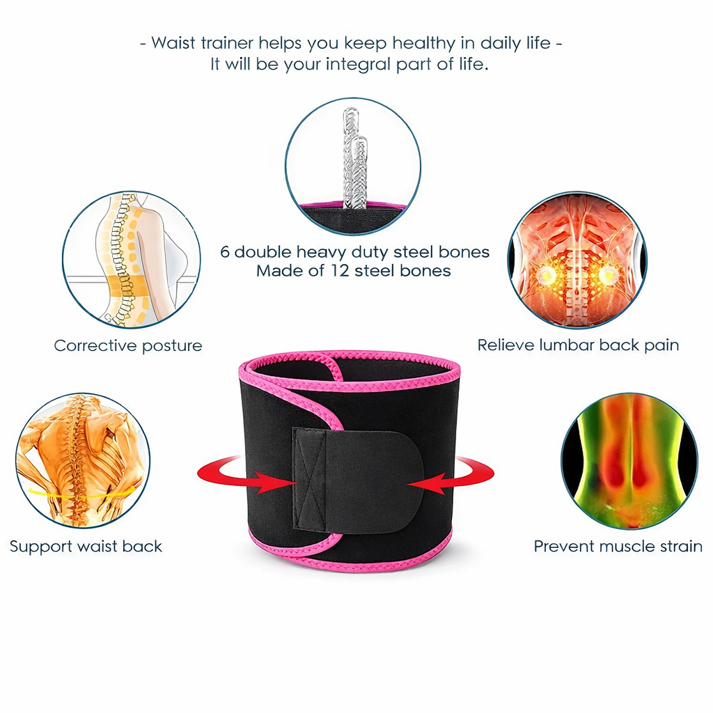 Unisex Adjustable Waist Trimmer Belt – Sweat Belt for Workout, Fat Burn & Lower Back Support