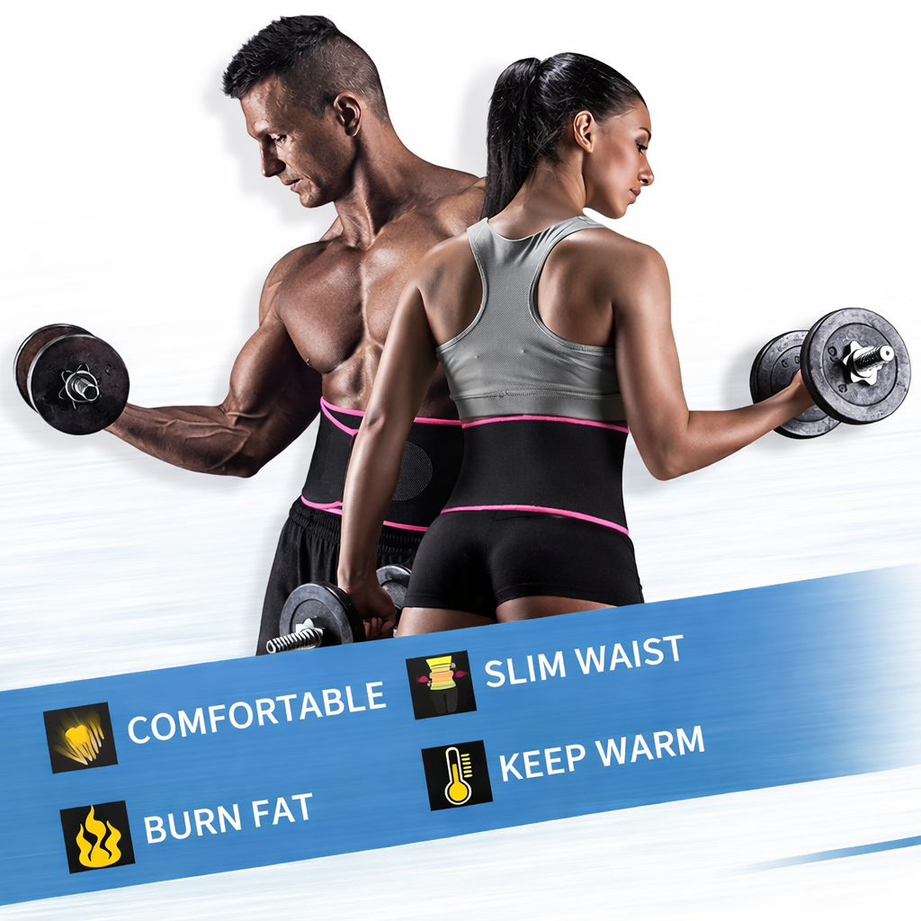 Unisex Adjustable Waist Trimmer Belt – Sweat Belt for Workout, Fat Burn & Lower Back Support