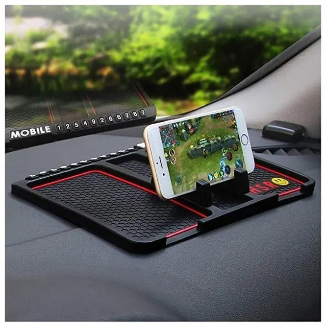 HSR Multifunction Car Dashboard Phone Holder & Anti-Slip Silicone Pad | English Letters