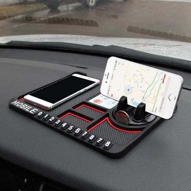 HSR Multifunction Car Dashboard Phone Holder & Anti-Slip Silicone Pad | English Letters